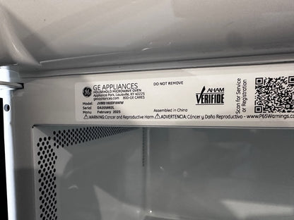 Brand-New Condition – GE JVM3160DF9WW – 1.6 Cu. Ft. Over-the-Range Microwave – 1,000W Cooking Power – 300 CFM Vent – White – 120V
