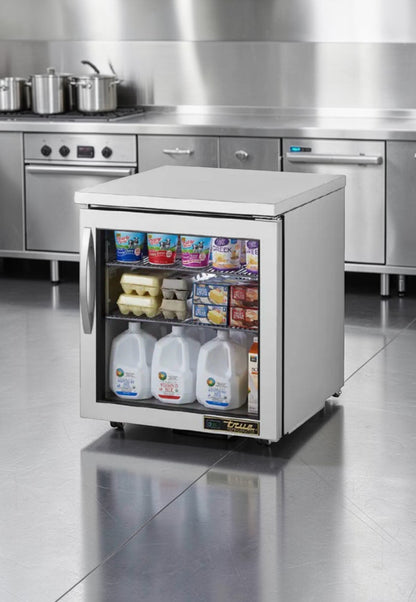 Superior Condition – True TUC-27G-HC – Commercial Undercounter Glass Door Refrigerator – 27” One Section – Stainless Steel – 115V – Fully Tested & Operational!