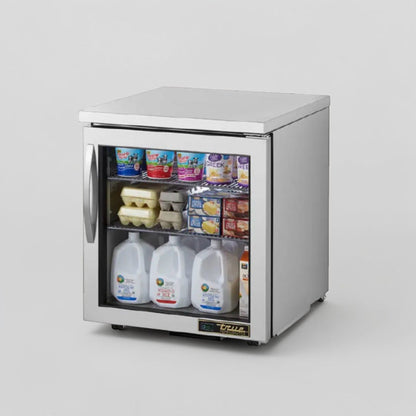 Superior Condition – True TUC-27G-HC – Commercial Undercounter Glass Door Refrigerator – 27” One Section – Stainless Steel – 115V – Fully Tested & Operational!