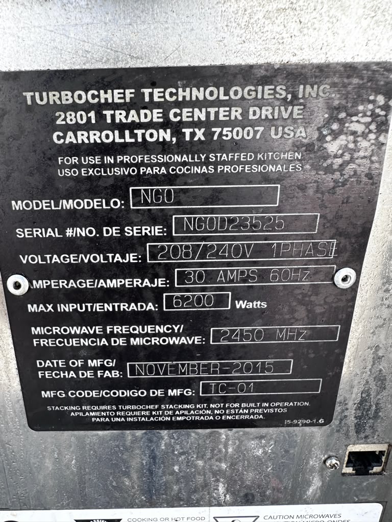 Outstanding Condition – TurboChef NGO – Commercial High-Speed Rapid Cook Ventless Oven – 208/240V – 6,200W – Fully Tested & Operational!