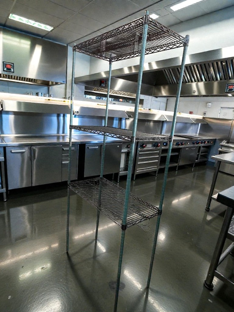 Excellent Condition – Commercial Wire Shelving Rack – 4-Tier – Heavy-Duty – NSF Style – Fully Inspected & Ready for Use!