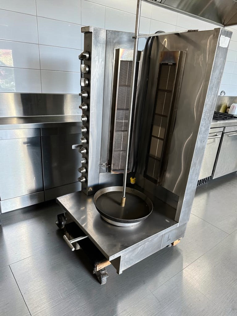 Top-Tier Condition – Commercial Stainless Steel Dual-Sided Gas Shawarma / Gyro Vertical Broiler – Heavy-Duty Rotisserie – Fully Tested & Operational!