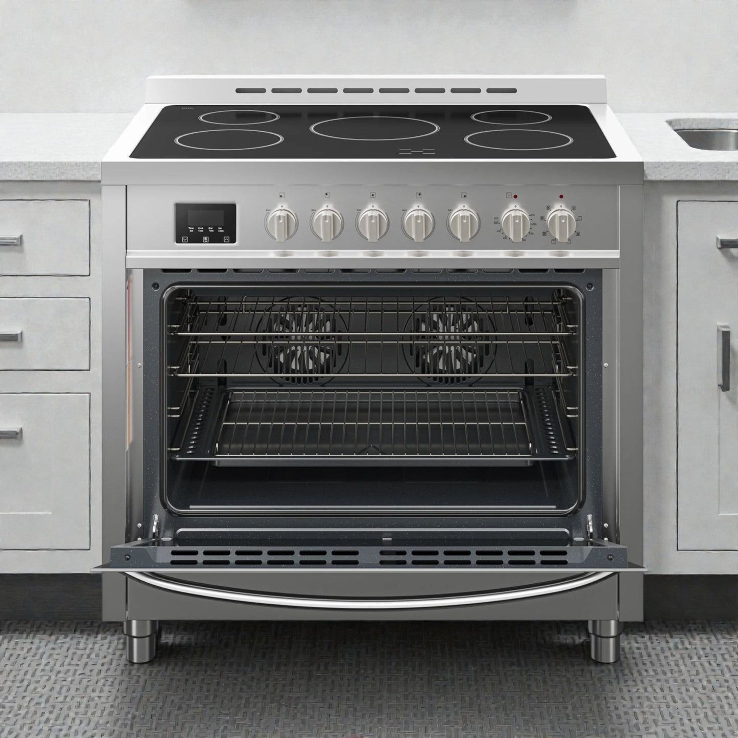 Brand New Premium Condition – KoolMore KM-FR36EE-SS – 36 in. Professional Electric Range – Stainless Steel with Legs – 4.3 Cu. Ft. – UL Certified – Never Used in Original Box!