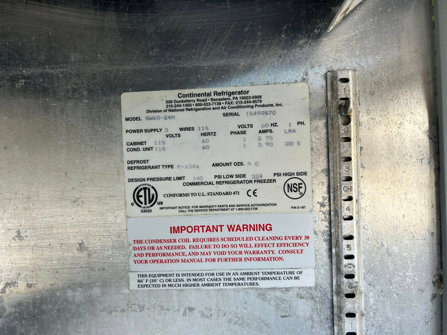 Exceptional Condition – Continental Refrigerator SW60-24M – 60” Stainless Steel Refrigerated Worktop / Sandwich Prep Table – 115V – Fully Tested & Operational!