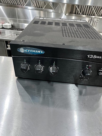 High-Grade Condition – Crown 135MA – 3-Input Commercial Mixer-Amplifier – 35W – 8Ω/70V/100V Outputs – Universal 100–240V