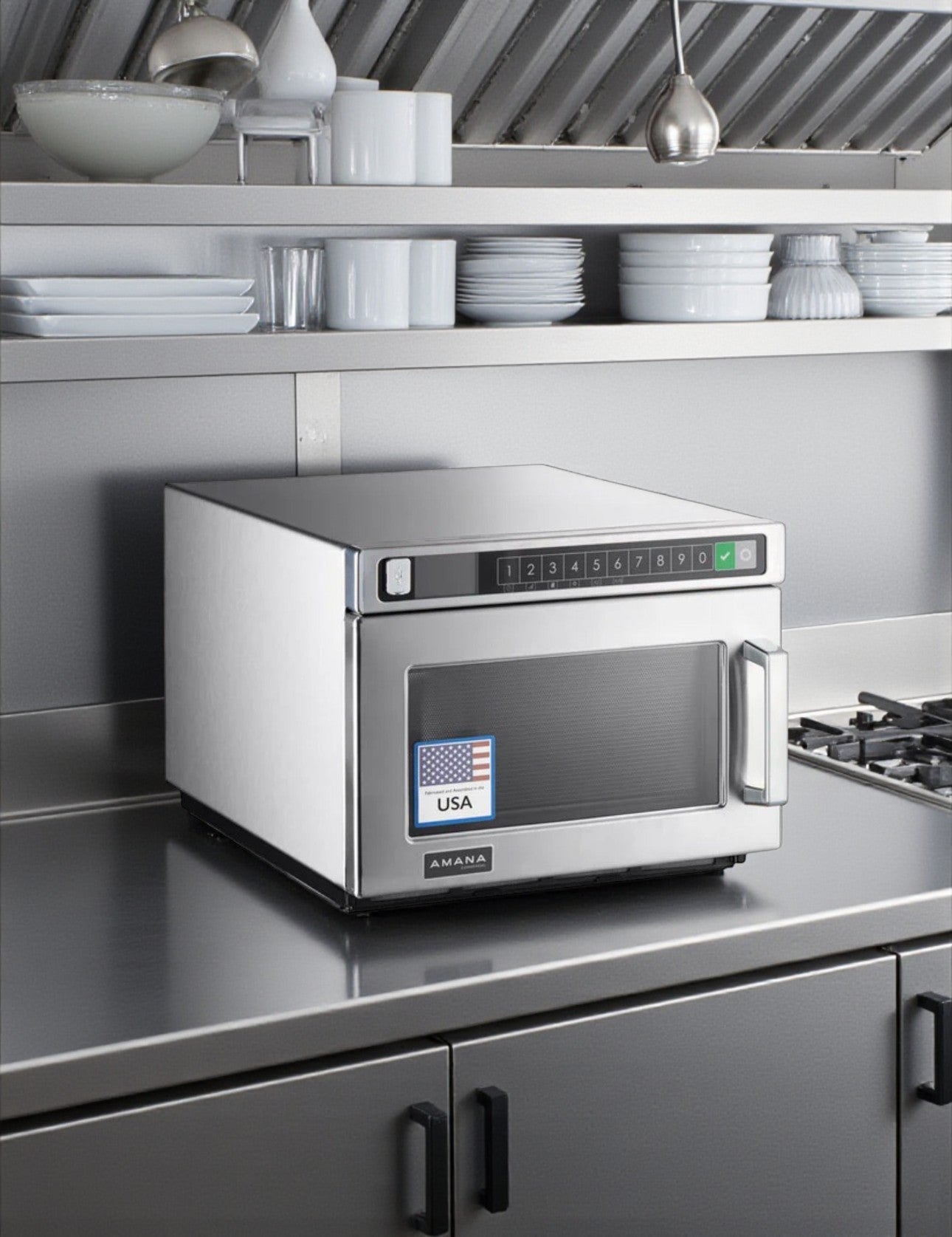 Dependable Condition – Amana HDC182 – Heavy-Duty Stainless Steel Commercial Microwave – Push Button Controls – 0.6 Cu. Ft. – 208/240V – 1800W Output – ETL Listed – Fully Tested & Operational!