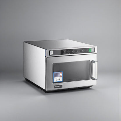 Dependable Condition – Amana HDC182 – Heavy-Duty Stainless Steel Commercial Microwave – Push Button Controls – 0.6 Cu. Ft. – 208/240V – 1800W Output – ETL Listed – Fully Tested & Operational!