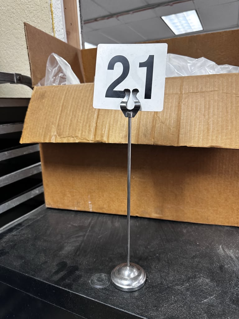 Outstanding Condition – 12″ Commercial Stainless Steel Table Number Stand – Weighted Base – Restaurant Card Holder – Fully Inspected & Ready for Service!