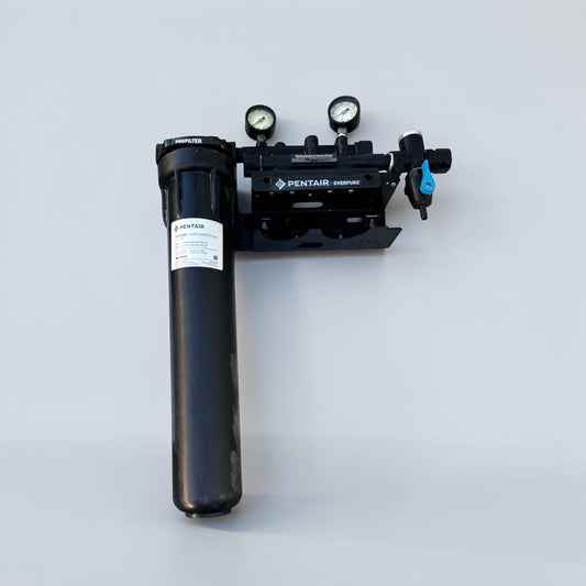 Prime Condition – Pentair Everpure E-Series E20 – Commercial Water Prefilter with Twin-Series Filter Head – Dual Pressure Gauges – 20″ Housing – Fully Tested & Operational!