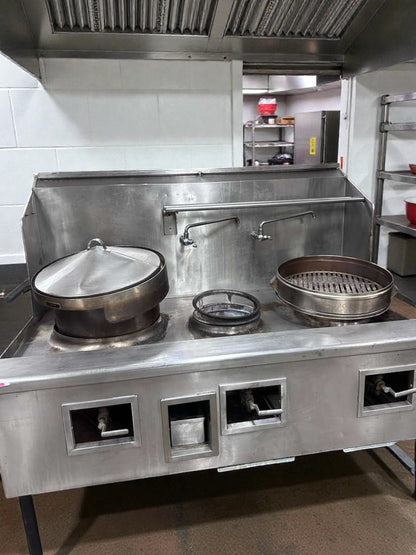 Premium Condition – China Pacific Commercial Gas Wok Range – 3-Ring Burners – NSF Certified – Fully Tested & Operational!