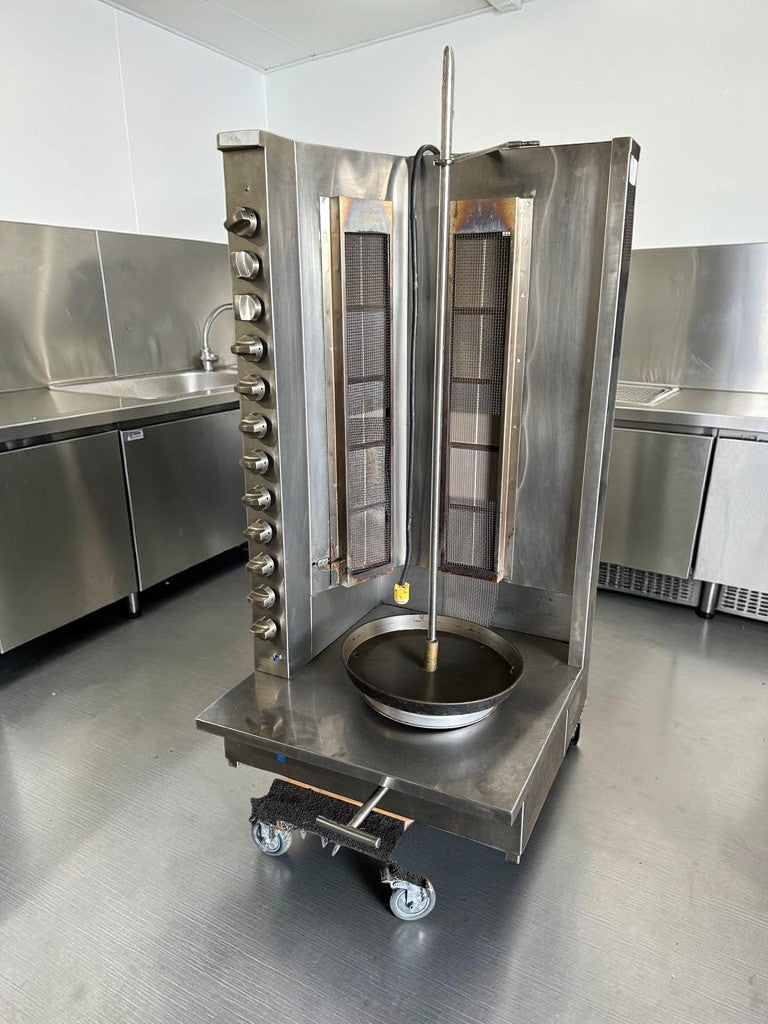 Top-Tier Condition – Commercial Stainless Steel Dual-Sided Gas Shawarma / Gyro Vertical Broiler – Heavy-Duty Rotisserie – Fully Tested & Operational!