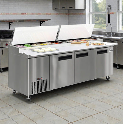 Brand New – Scratch & Dent –  Koolmore 92" Three Door Pizza Prep Refrigerator