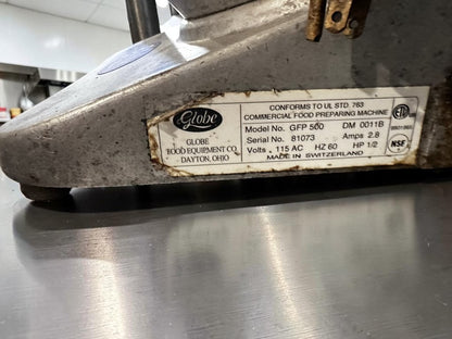 Superior Condition – Globe GFP500 – Commercial Continuous-Feed Food Processor & Vegetable Cutter – 600 lb/hr Capacity – 1/2 HP – 115V – Fully Tested & Operational!