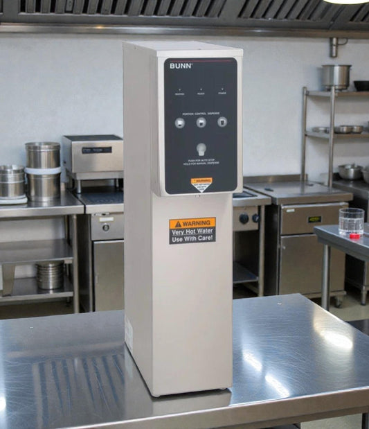 Excellent Condition – BUNN 39100.0000 H5E-DV PC 5-Gallon Commercial Hot Water Dispenser – Dual Voltage – Fully Tested & Working!