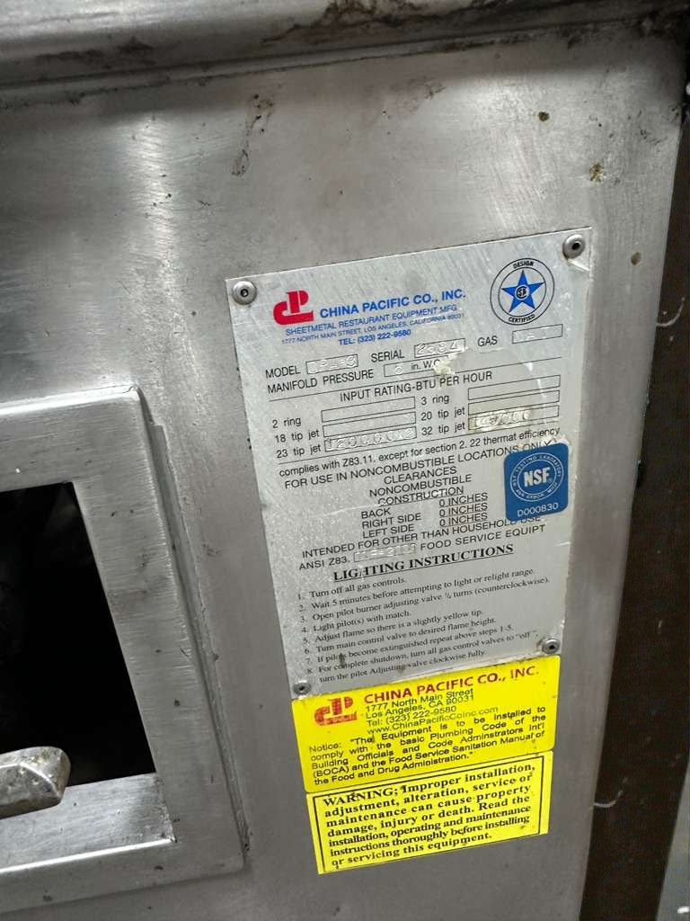 Premium Condition – China Pacific Commercial Gas Wok Range – 3-Ring Burners – NSF Certified – Fully Tested & Operational!