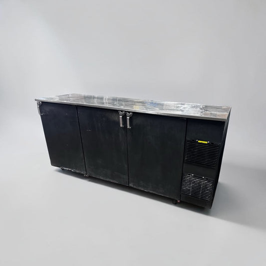 Professionally Maintained Condition – Glastender BB84-R1-BSH – 84" Three-Door Commercial Back Bar Refrigerator – Stainless Steel Top – 115V – NSF & UL Listed – Fully Tested & Operational!