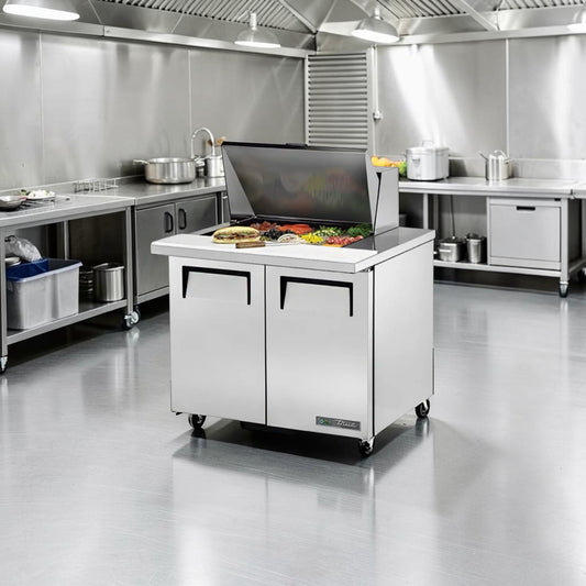 Elite Condition – True TSSU-36-12M-B-HC commercial mega top sandwich / salad prep table – 36-inch footprint – 115V – Fully Tested & Operational!