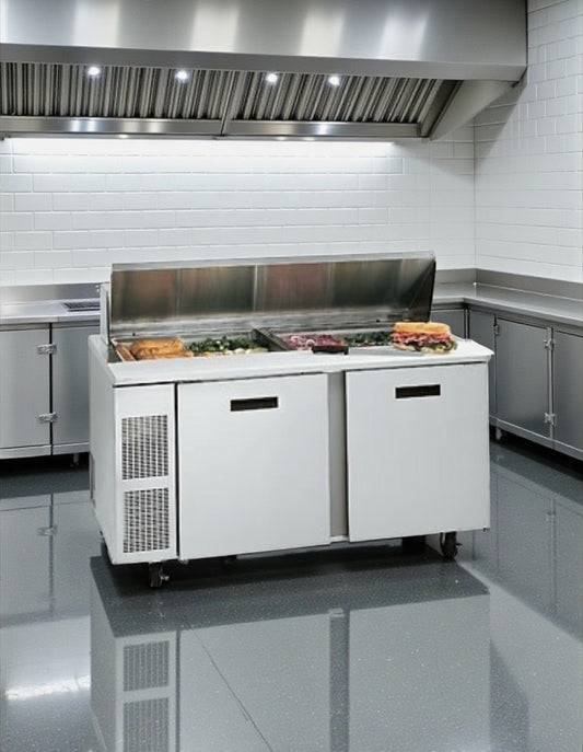 Excellent Condition – Randell 9040K-7 – 60" Sandwich / Salad Top Refrigerated Counter – Stainless Steel Prep Table – 14.67 Cu. Ft. – 115V – NSF / UL Listed – Fully Tested & Operational!