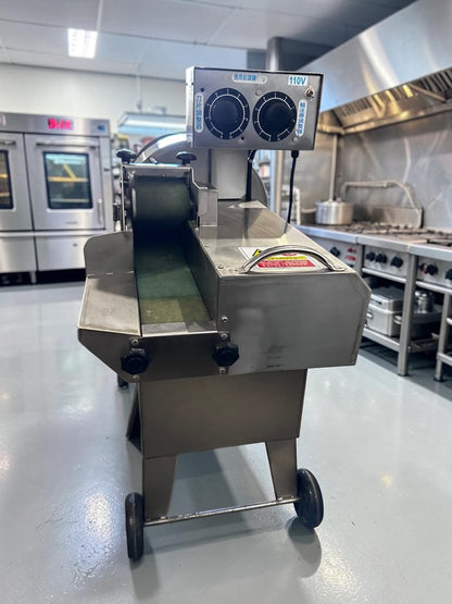 Exceptional Condition – Ming Chun MG-666 – Commercial Conveyor Vegetable Cutting Machine – Adjustable Blade & Belt Speeds – 110V – Fully Tested & Operational!