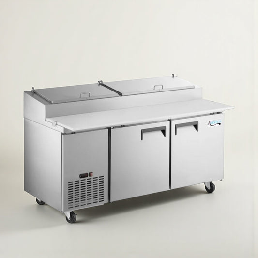 Prime Condition – Avantco Two-Door Pizza Prep Refrigerator – 60” Stainless Steel – 115V – UL Listed – Fully Tested & Operational