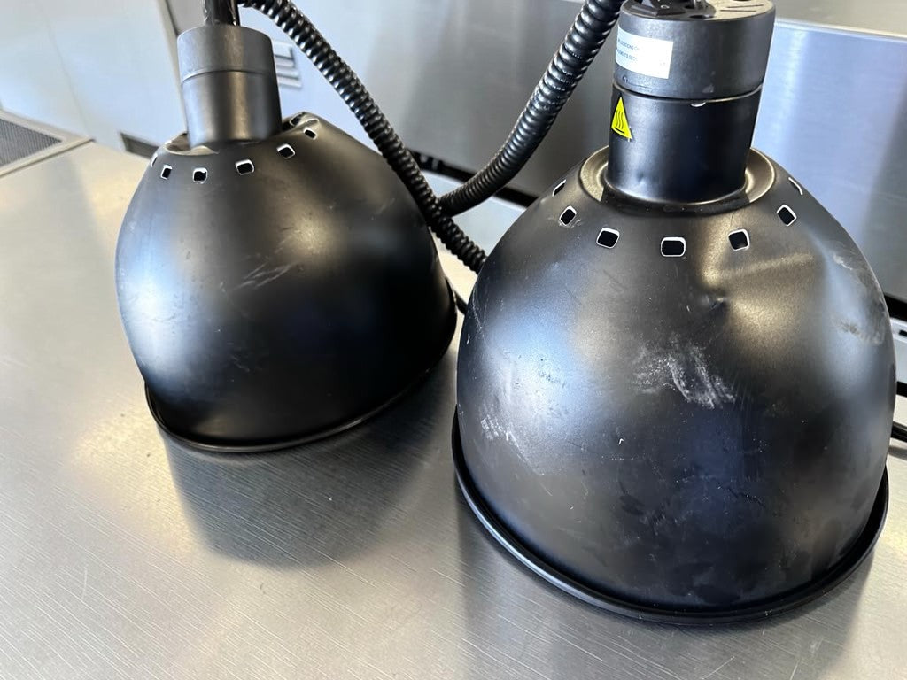 Superb Condition – ServIt HLR85BK – Retractable-Cord Ceiling-Mount Heat Lamps – Black 11¼-Inch Round Dome – 120V, 250W – Qty. 2 – Fully Tested & Operational!