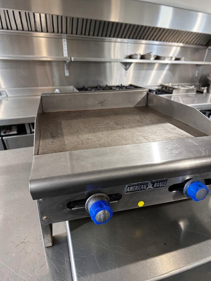 Dependable Condition – American Range ARMG-24 – 24" Countertop Gas Griddle – Manual Controls – 60,000 BTU – Fully Tested & Operational!