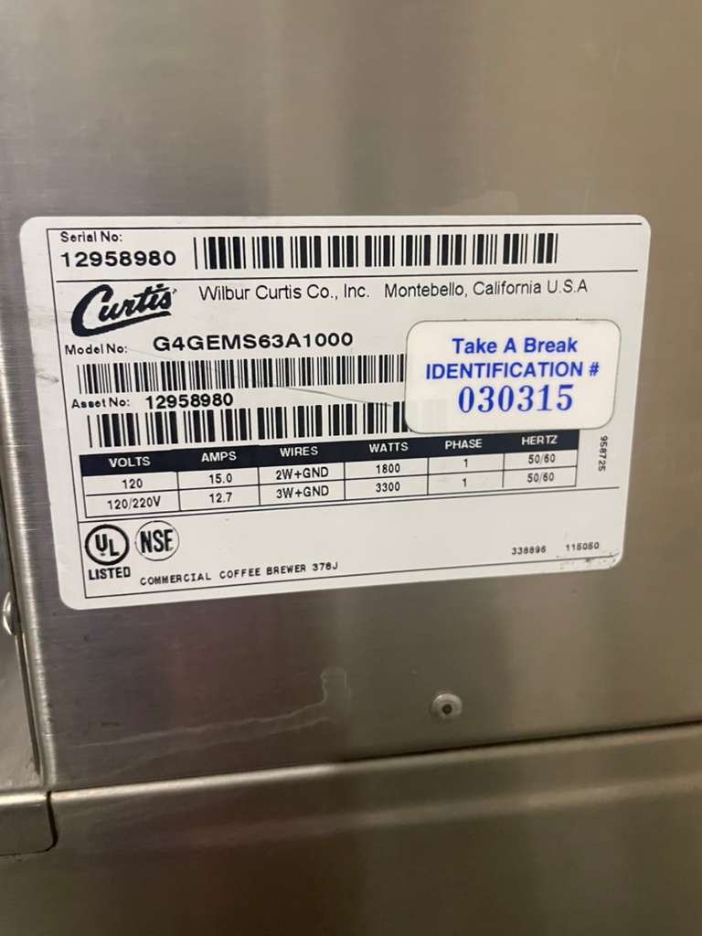 Outstanding Condition – Curtis G4GEMS63A1000 Commercial Coffee Brewer – 120V / Single Phase – Fully Tested & Working!
