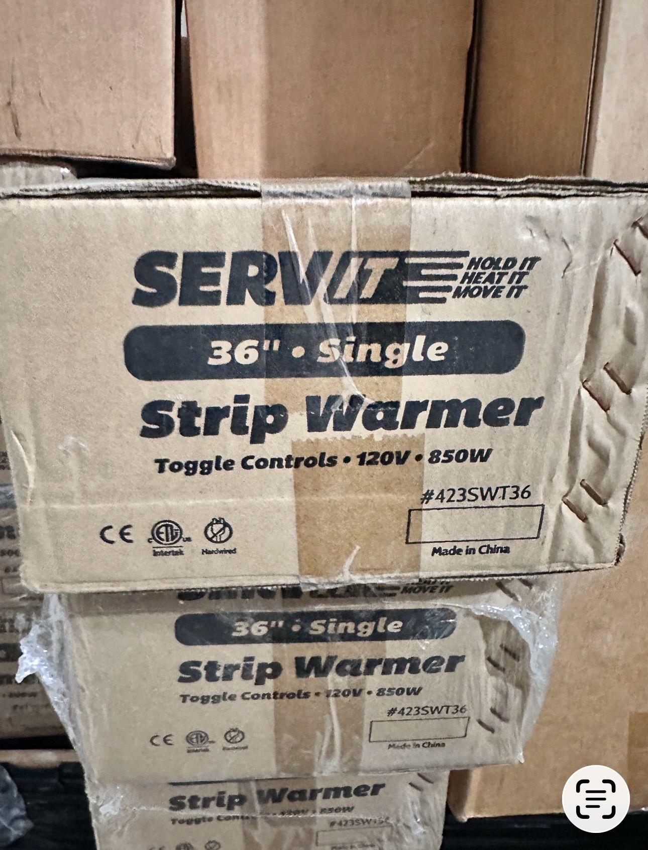 Brand New Condition – ServIt 36” Single Strip Warmer – 120V – 850W – Toggle Control – Model 423SWT36 – Factory Sealed!