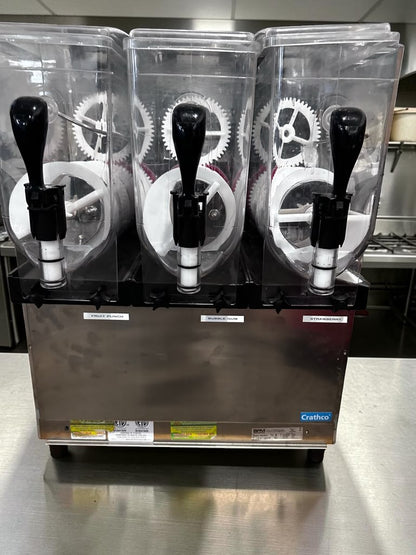 Superior Condition – Crathco Frosty Dream 3 (1206-011) – Triple 3.2-Gallon Pourover Granita / Slushy / Frozen Beverage Machine – 115V – Fully Tested & Operational!