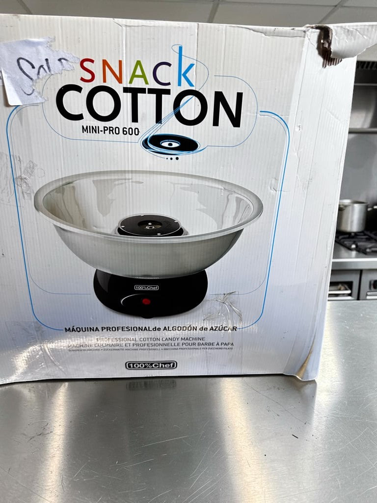 Excellent Condition – 100% Chef Snack Cotton Mini-Pro 600 – Professional Cotton Candy Machine – 115V – 600W – Fully Tested & Operational!