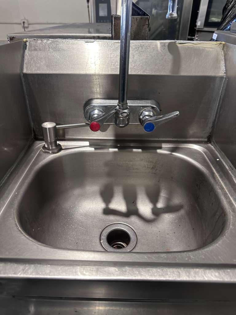 High-Grade Condition – Commercial Stainless Steel Hand Wash Sink – Gooseneck Faucet – Built-In Paper Towel Dispenser – Fully Tested & Operational!