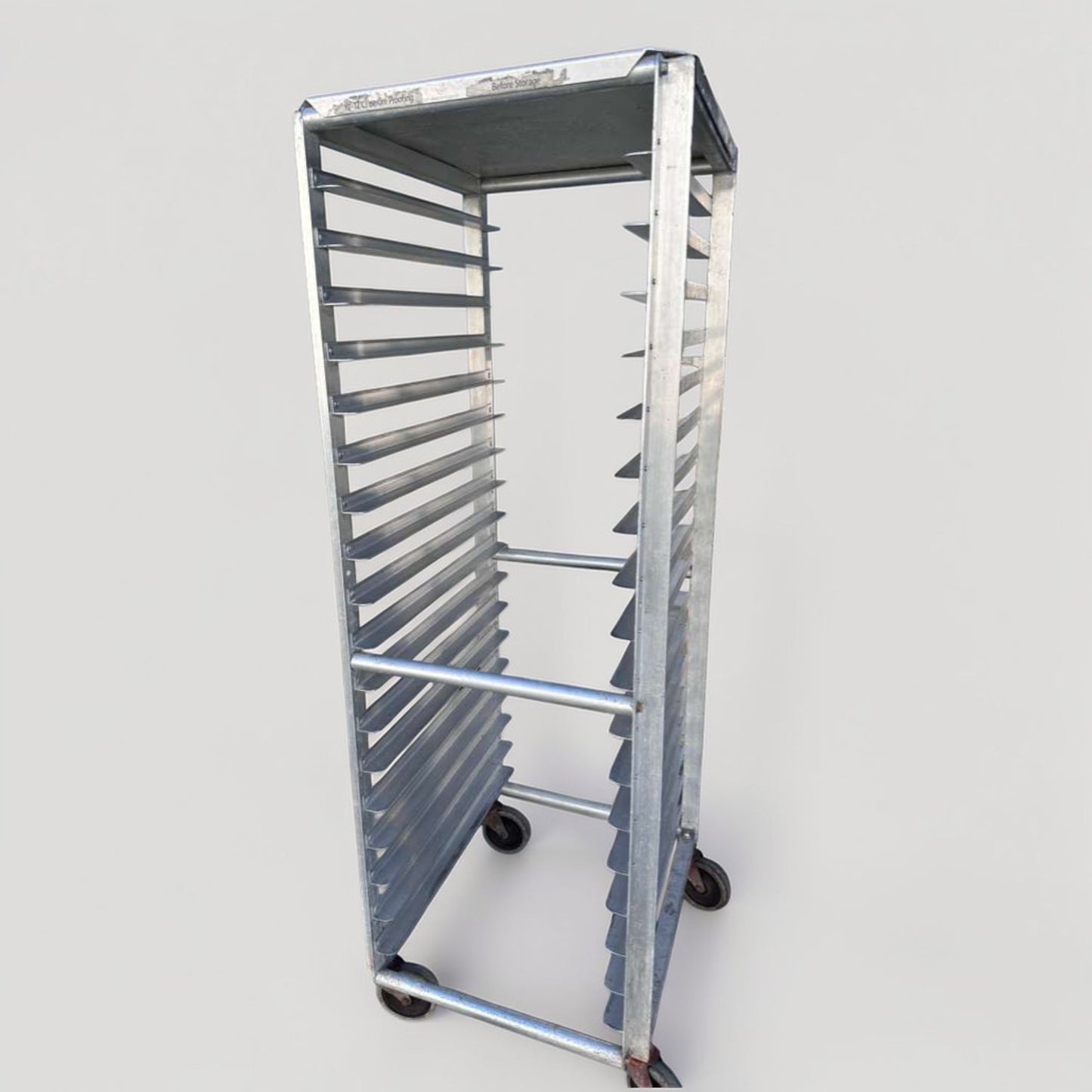 Premium Condition – Commercial Aluminum Full-Size Sheet Pan Rack – 20 Pan Capacity – Heavy-Duty Bakery Rack with Casters – Ready for Service!