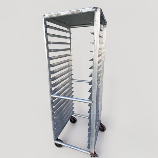 Premium Condition – Commercial Aluminum Full-Size Sheet Pan Rack – 20 Pan Capacity – Heavy-Duty Bakery Rack with Casters – Ready for Service!