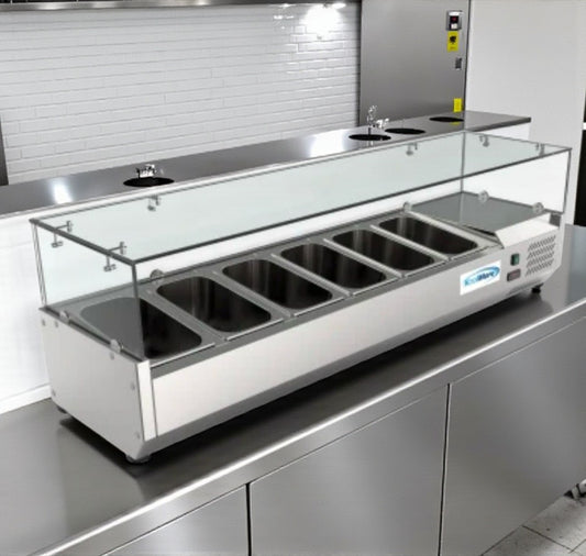 Brand New Premium Condition – KoolMore Commercial Refrigerated Cold Food Well – 6-Pan Capacity – Stainless Steel – UL Listed – Never Used in Original Packaging!