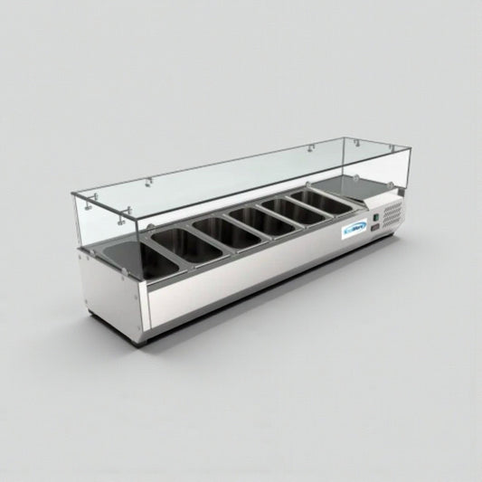 Brand New Premium Condition – KoolMore Commercial Refrigerated Cold Food Well – 6-Pan Capacity – Stainless Steel – UL Listed – Never Used in Original Packaging!