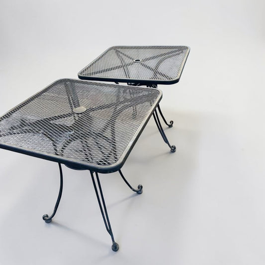 Outstanding Condition – Commercial Outdoor Metal Patio Table – 32” Square Mesh Top – Umbrella Hole – Heavy-Duty Construction – Fully Inspected & Ready for Use!