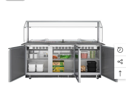 Premium Condition – KoolMore KM-RBT-72CSFG – 70.6" Stainless Steel Commercial Refrigerated Prep Station – 15 Pans w/ Covers – 115V – Fully Tested & Operational!
