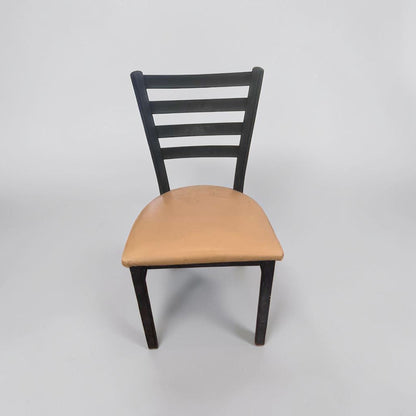 Prime Condition – Commercial Restaurant Dining Chair Set – Black Metal Frame with Padded Vinyl Seat – Ladder Back Style – Quantity 5 – Fully Inspected & Ready for Use!