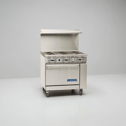 Exceptional Condition – Imperial IR-6 36" Commercial Gas Range – 6 Burner with Oven – Natural Gas – Heavy Duty – Fully Tested & Operational!