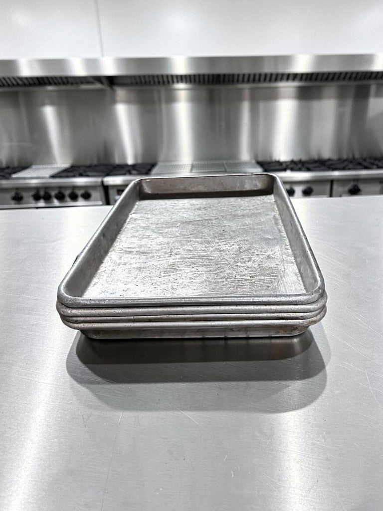 Dependable Condition – 1/4 Size Aluminum Sheet Pans – 18 Gauge Commercial Baking Pans – Quantity 40 – Ready for Commercial Use!