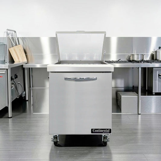 Superb Condition – Continental SW27N12M – 27" Mighty Top Refrigerated Sandwich & Salad Prep Table – 12 Pan Capacity – 115V – Fully Tested & Operational!