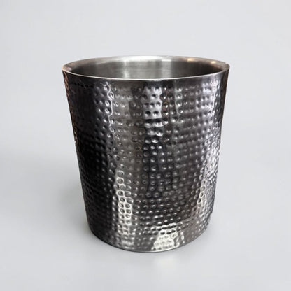 Remarkable Condition – Hammered Silver-Finish Metal Container – 12.25″ Round Open-Top Decorative Vessel – Fully Inspected & Ready for Use!