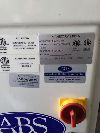 Premium Condition – ABS SM-60LM – Commercial Planetary Mixer – 60 Qt – 220V / 3 Phase – Fully Tested & Working!