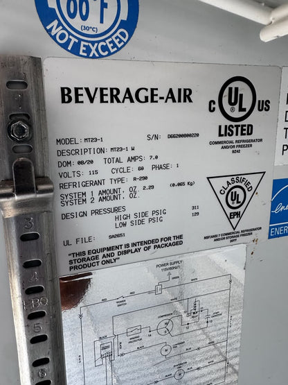Premium Condition – Beverage-Air MT23-1W Marketeer Series – 29 1/2" One-Section Glass-Door Merchandiser – 19.2 Cu. Ft. – ENERGY STAR® – 115V – Fully Tested & Operational!