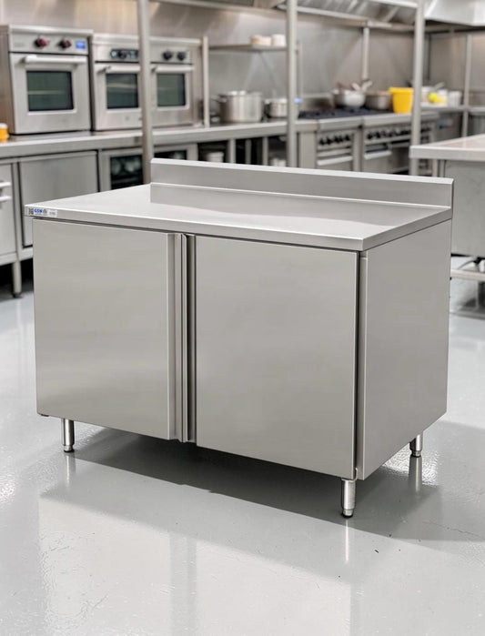 Outstanding Condition – GSW CTD-P3048H – 48” Commercial Cabinet Base Work Table – Stainless Steel – Hinged Doors w/ Mid-Shelf – Fully Tested & Operational!