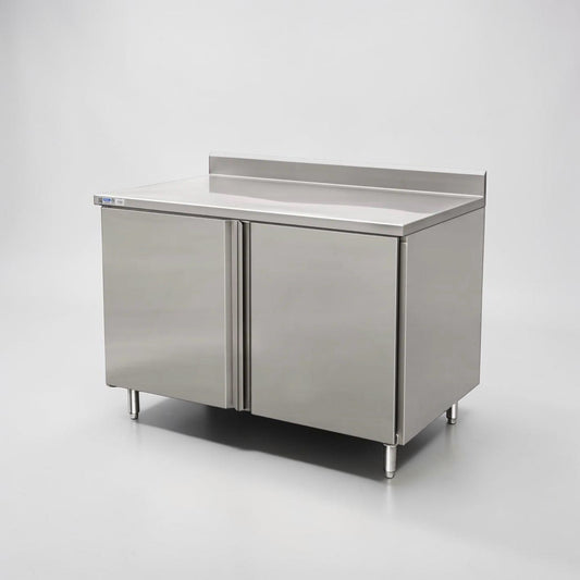Outstanding Condition – GSW CTD-P3048H – 48” Commercial Cabinet Base Work Table – Stainless Steel – Hinged Doors w/ Mid-Shelf – Fully Tested & Operational!