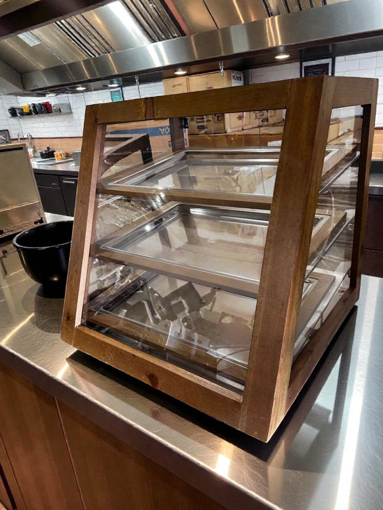 Remarkable Condition – Wooden Countertop Pastry Display Case – 2-Tier Bakery Merchandiser – Glass Display – Fully Tested & Operational!
