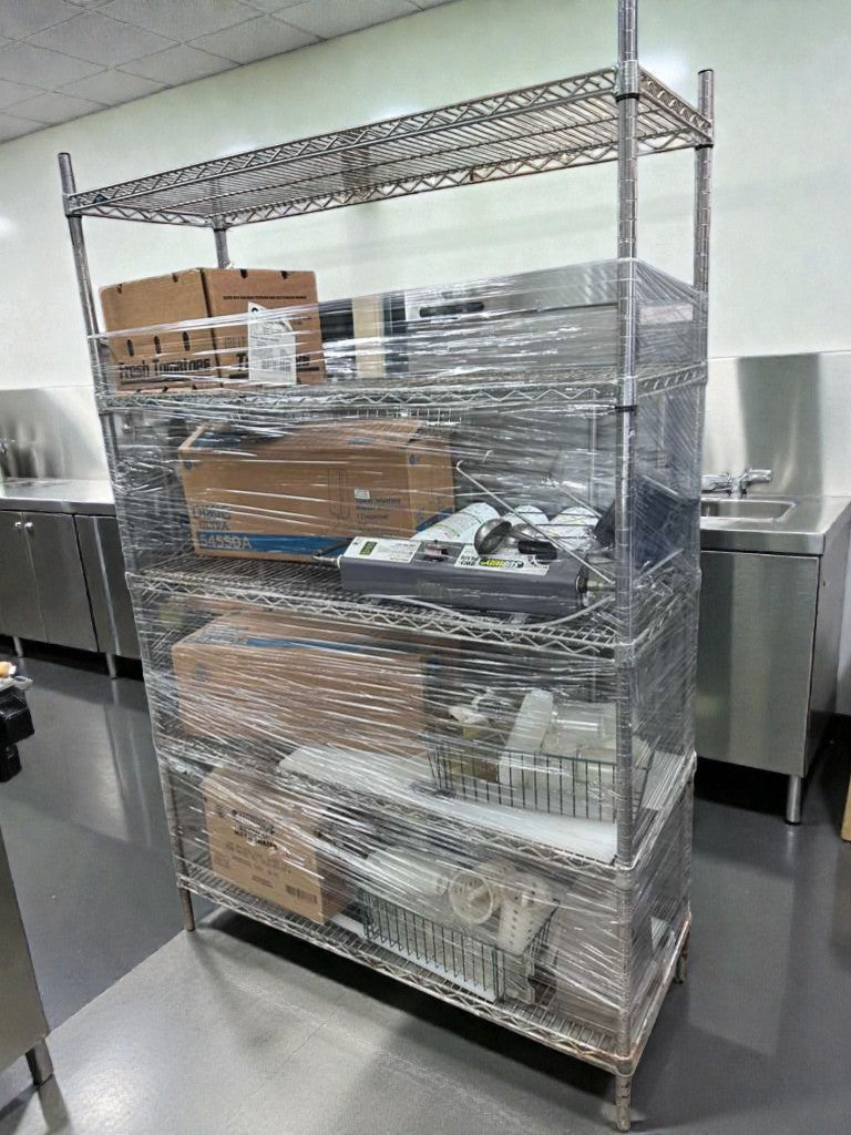 Top-Tier Condition – Commercial Chrome Wire Shelving Rack w/ Contents – Complete Restaurant Storage Lot – Fully Inspected & Ready for Use!