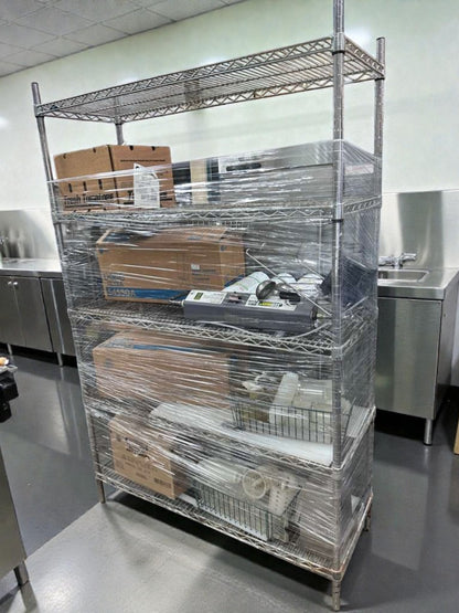 Top-Tier Condition – Commercial Chrome Wire Shelving Rack w/ Contents – Complete Restaurant Storage Lot – Fully Inspected & Ready for Use!