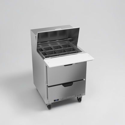 Immaculate Condition – Beverage-Air SPED27HC-12M-B – 27" Mega Top Refrigerated Prep Unit with Drawers – 6.8 Cu. Ft. – 115V – NSF & UL Listed – Fully Tested & Operational!